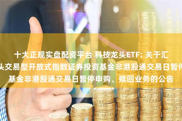 十大正规实盘配资平台 科技龙头ETF: 关于汇添富中证沪港深科技龙头交易型开放式指数证券投资基金非港股通交易日暂停申购、赎回业务的公告